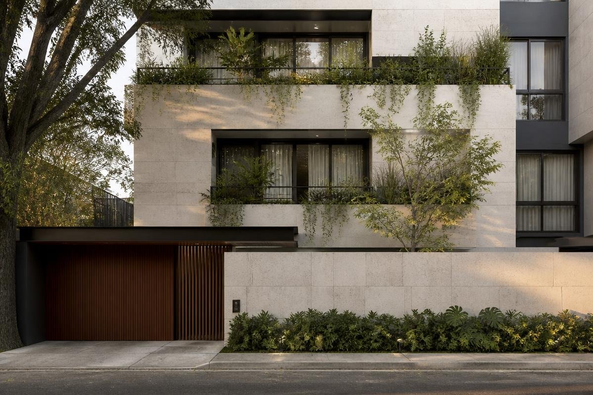 Fachada de inmueble residencial de alto nivel